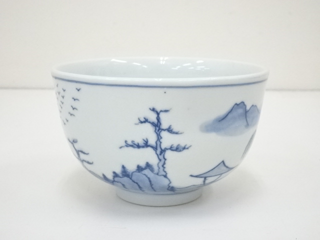 JAPANESE TEA CEREMONY / SOMETSUKE TEA BOWL / CHAWAN 